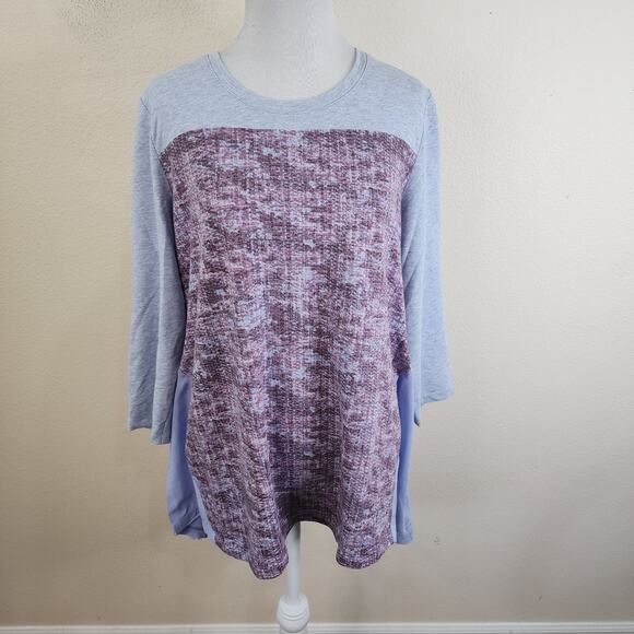 LOGO Lounge Women's Purple 3/4 Sleeve Tunic Shirt Size Large Knit - Picture 1 of 7